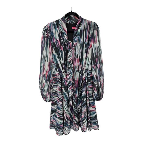 Betsey Johnson Dresses & Skirts - Betsey Johnson dress multicolor print tie neck long sleeve size 8